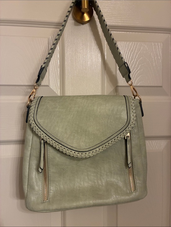 Jen & Co Handbags - Sage‎ Green Braided-Trim Shoulder Bag
